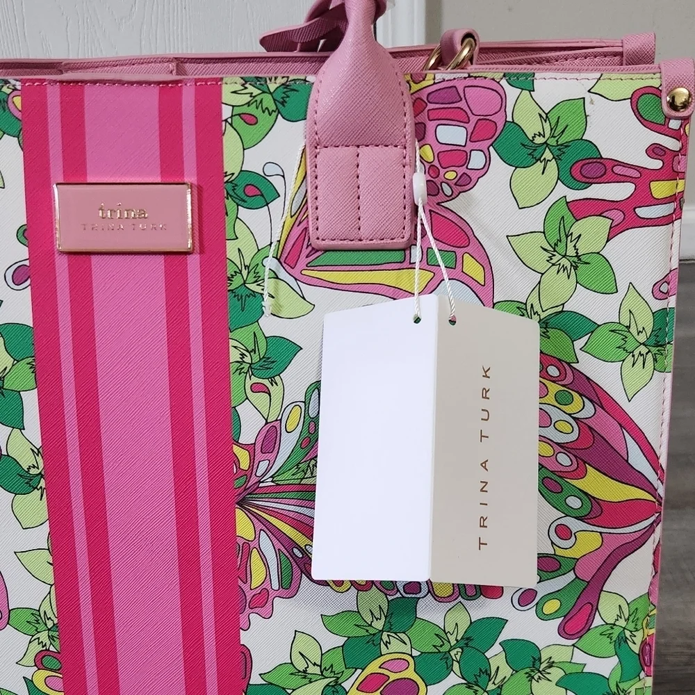 New!Trina Turk Butterfly Stripe‎ Tote Bag